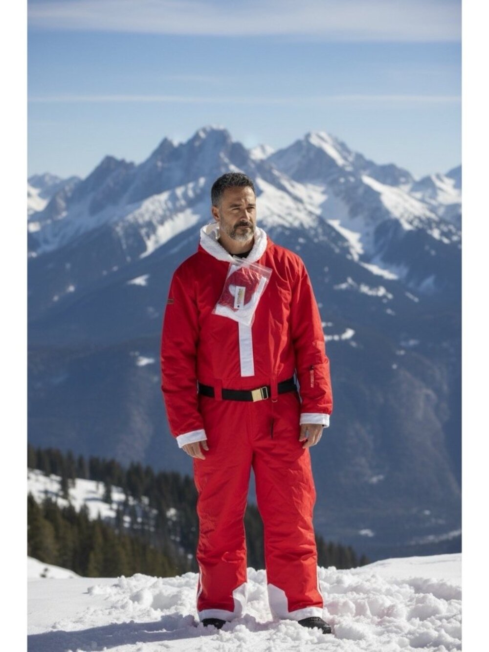 Tipsy Elves Mens Size XL Christmas Santa Snow Ski Suit Red One Piece Helmet Hat